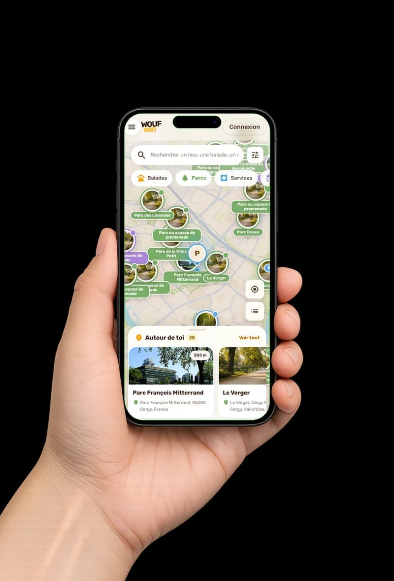 The walks map in the Wouf&Go app